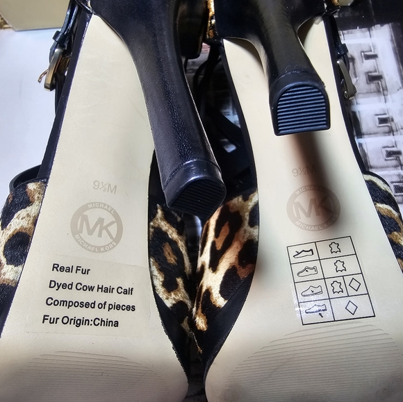 Michael kors leopard 3 buckle high heels women's size 9.5 with box !! - Picture 6 of 10